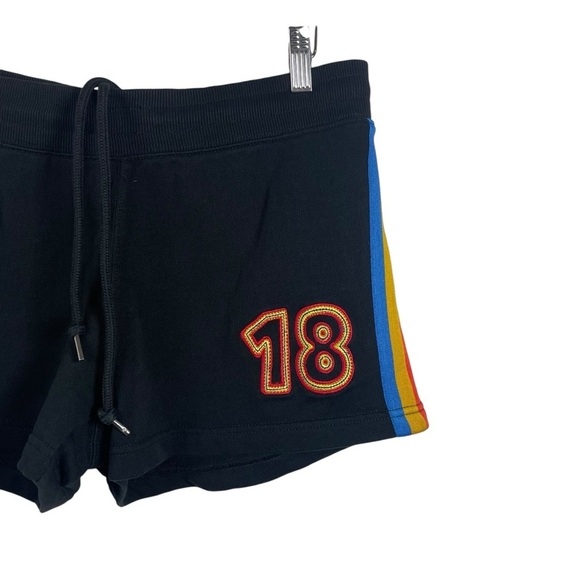 NWOT Coachella Fleece Rainbow Stripe Lounge Shorts in Black/Multi Size L - Picture 4 of 9